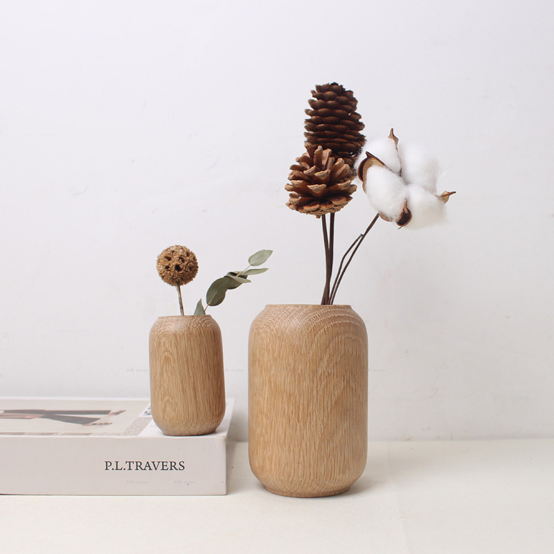 Custom Design Wood Flower Vase Home Office Wedding Tabletop Decorative Wooden Vase