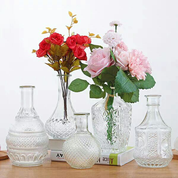 Glass Flower Vase Bud Vase Rustic Wedding Decoration Home Table Decor Accessories Clear Flower Bud Vase Vintage Flower Vase