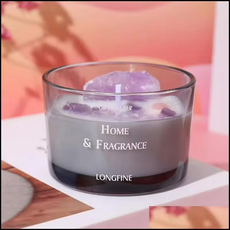 Promotional Garden Crystal Glass Candle Fragrance Handmade Soy Wax Aromatherapy Home Decor