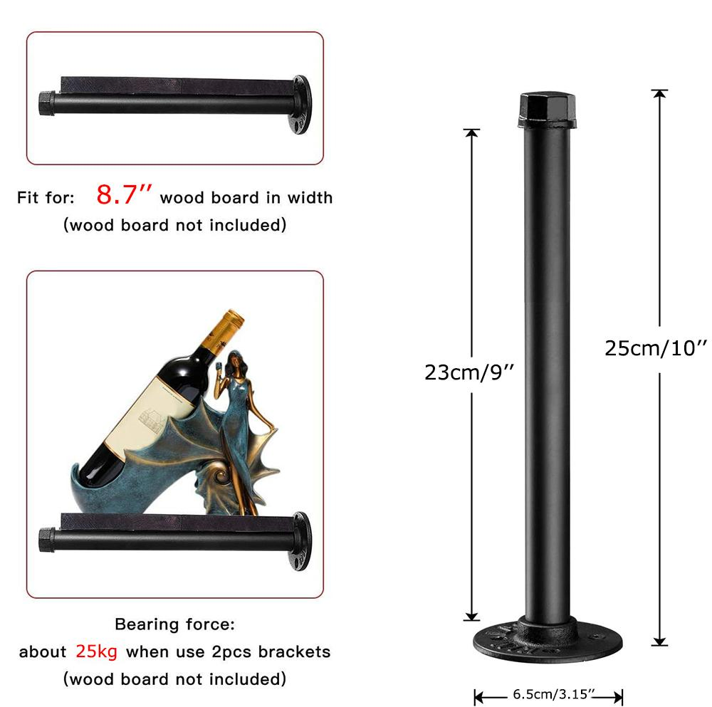 Industrial Black Iron Pipe Bracket Wall Mounted Floating Shelf Hanging Wall Hardware Decor for Farmhouse Shelving