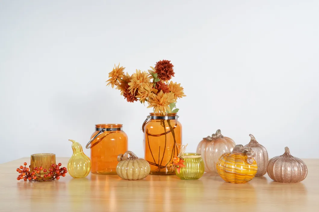 Handmade Pumpkin Shaped Glass Ornaments
