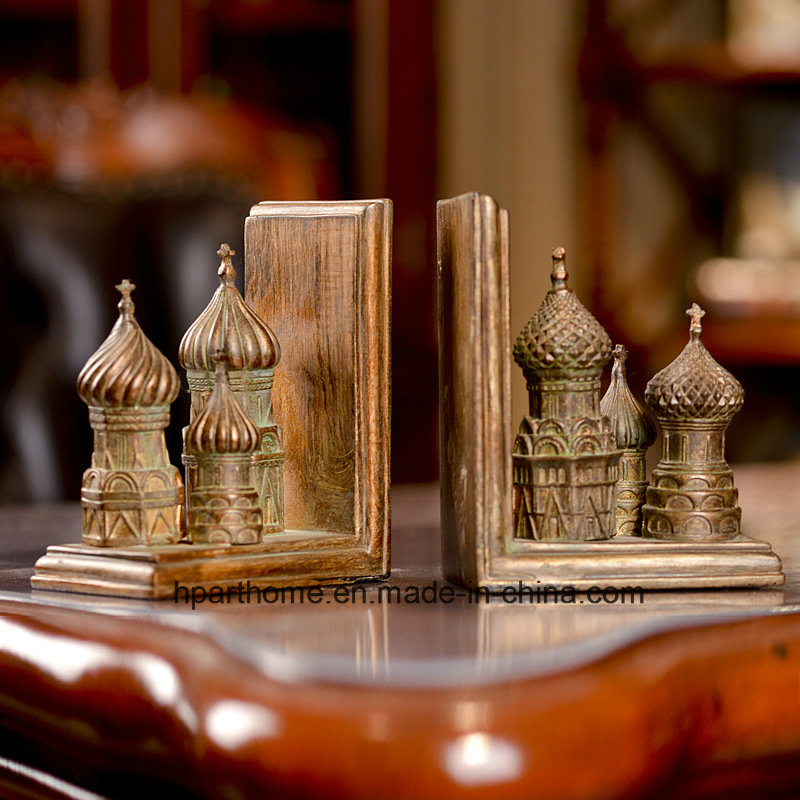 Vintage Exquisite Resin Craft Gothic Castle Building Bookends for Office
