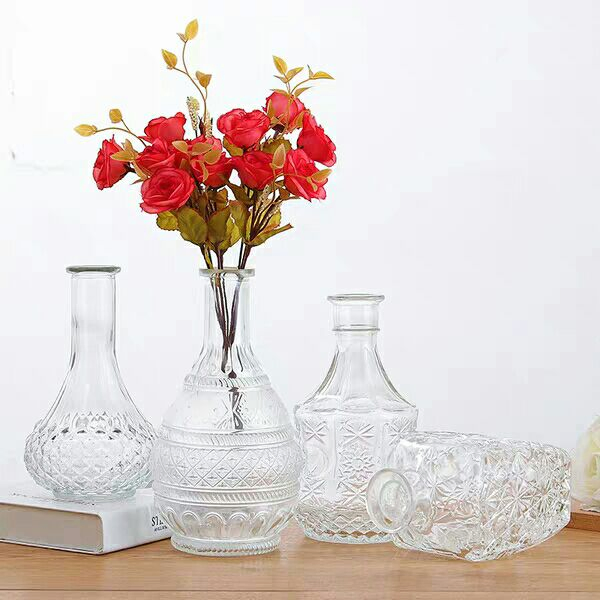 Glass Flower Vase Bud Vase Rustic Wedding Decoration Home Table Decor Accessories Clear Flower Bud Vase Vintage Flower Vase