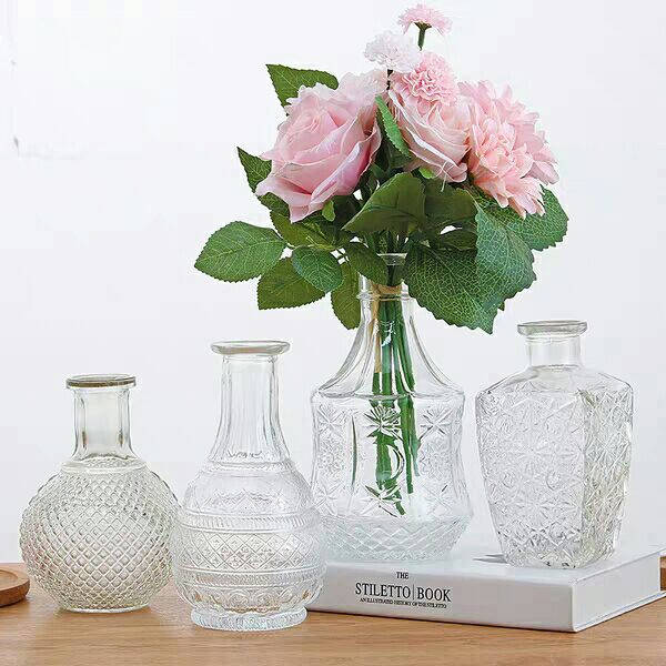 Glass Flower Vase Bud Vase Rustic Wedding Decoration Home Table Decor Accessories Clear Flower Bud Vase Vintage Flower Vase