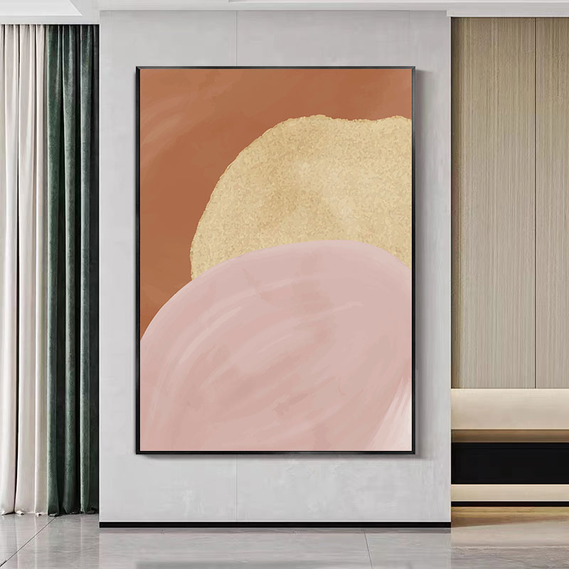 Wooden Framed Beige Boho Abstract Canvas Wall Art for Living Room, Large Canvas Modern Painting Minimalist for Home Decor