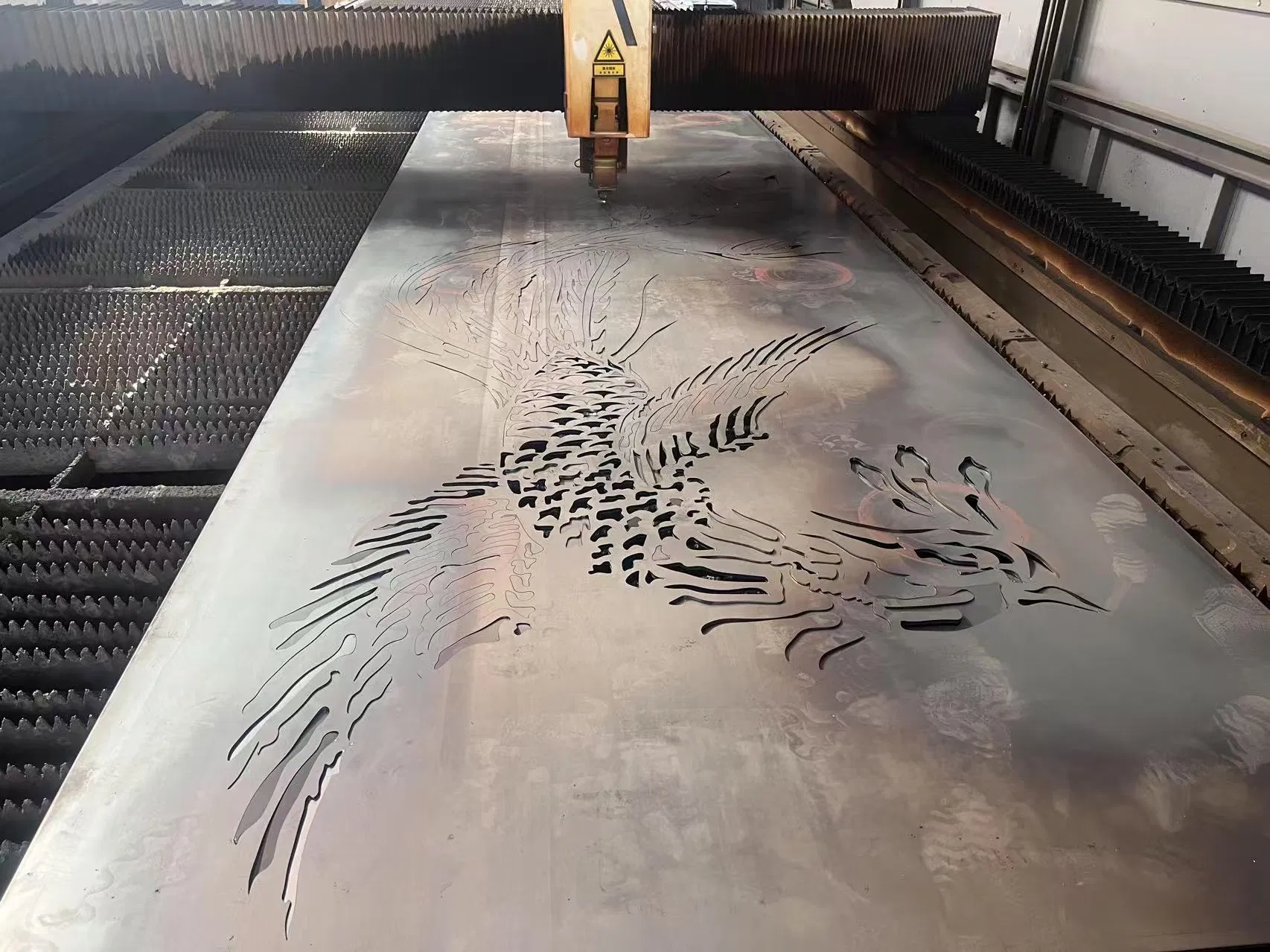 Plane Laser-Cut Custom Metal Chinese Dragon and Phoenix Crafts for Wall Decoration Art