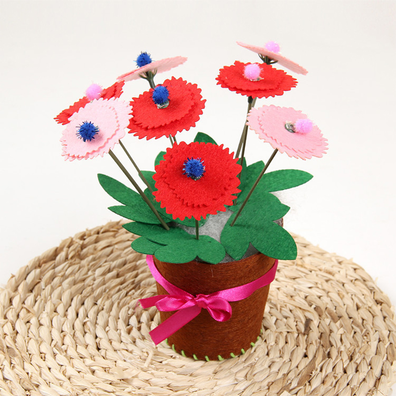 DIY Potted Flower Children Sewing Kit Creative Felt Craft Kit for Kids