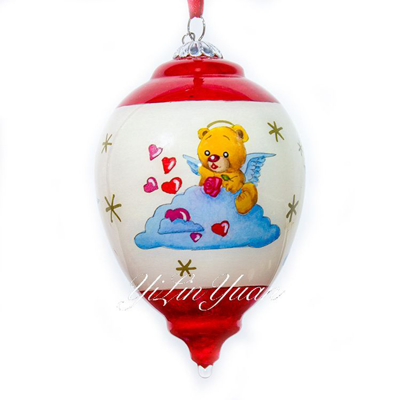 Charming Snowy House Tree Design Premium Glass Hand Painted Christmas Ball