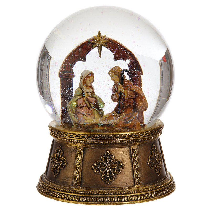 Custom Resin Holy Family Water Globe, Resin Decorative Tabletop Religious Christmas Christian Snow Globe