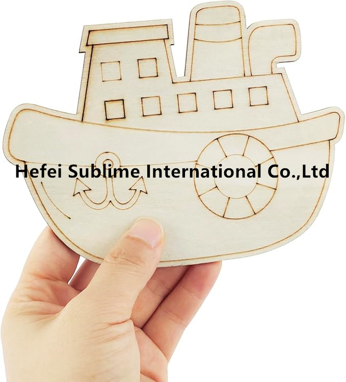 Unfinished Wood Transportation Cutouts Crafts Wooden Car Bus Plane Ship Crafts Wooden Traffic Vehicles Hanging Ornaments DIY Gift Tags