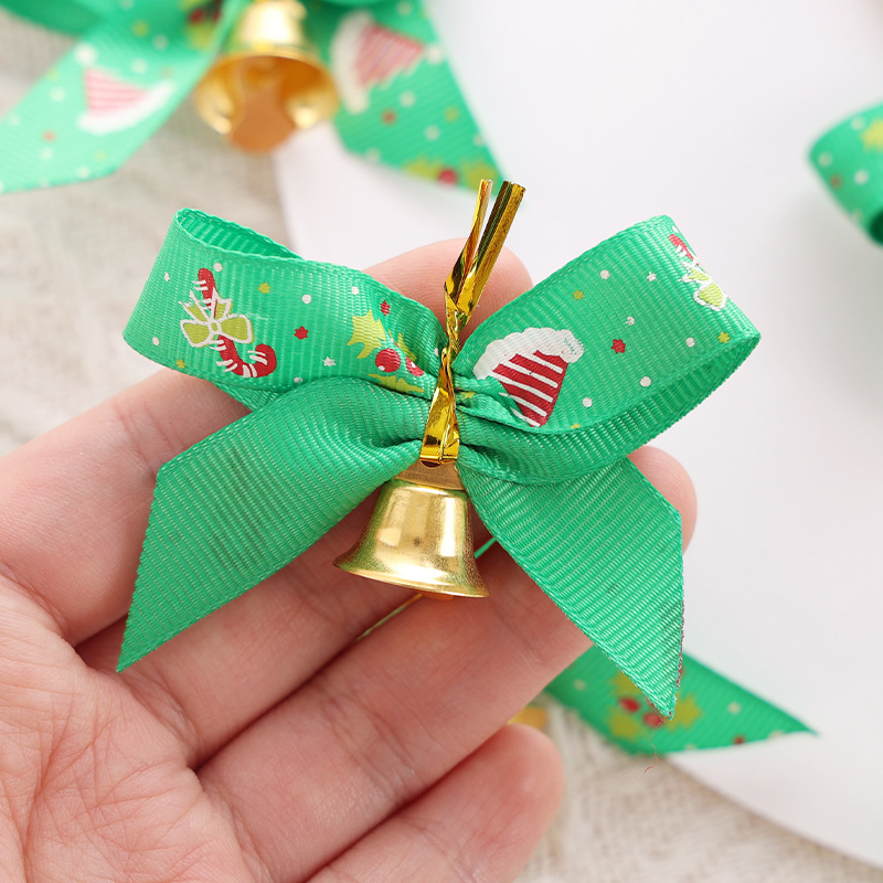 Handcrafted Christmas Ribbon Bows with Bells for Festive Gifts