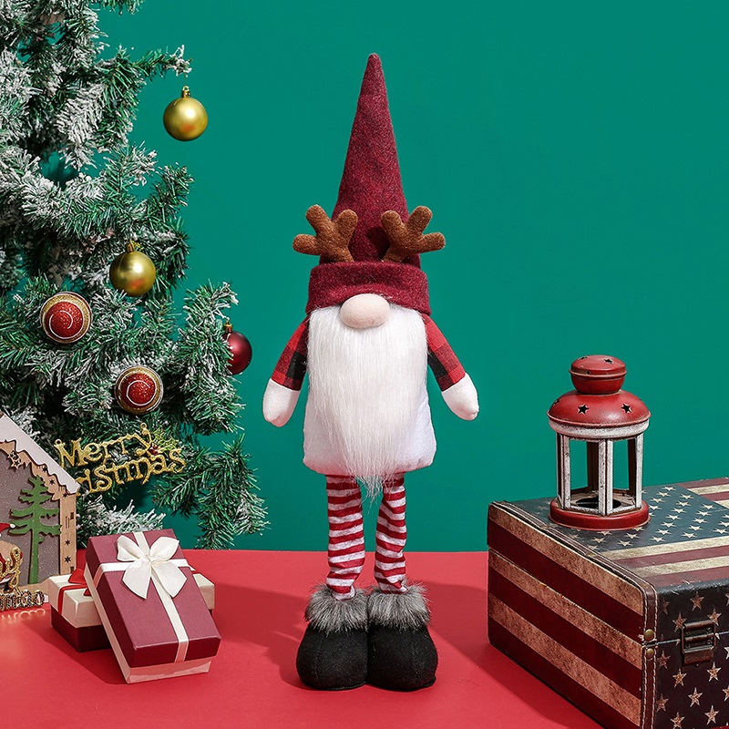 Festive Plush Stretchable Gnome Christmas Holiday Home Decorations for Seasonal Ambiance