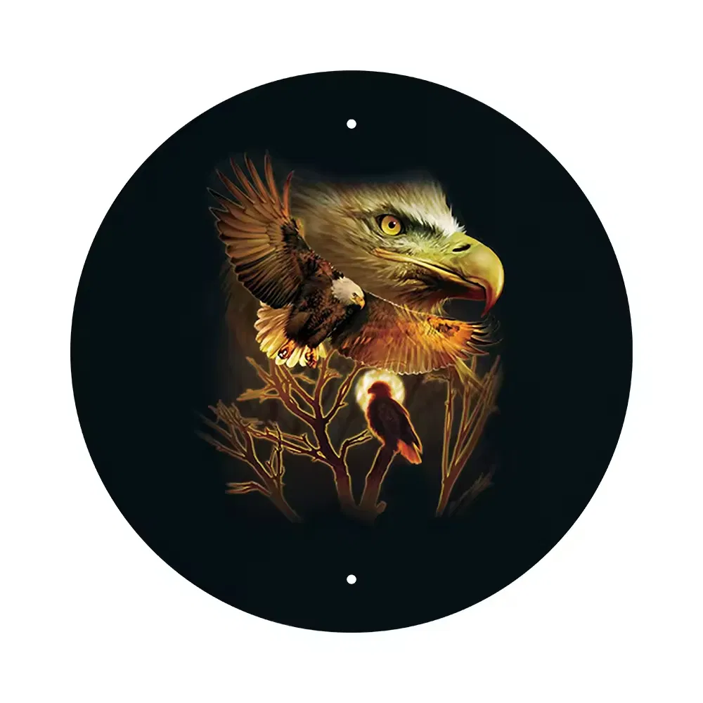 High Quality Round Retro Tin Wall Hanging Decoration Custom Printed Metal Plate Rustic Farmhouse Wall Decor Poster