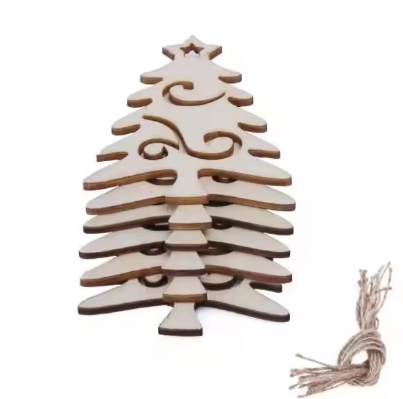 Wooden Christmas Pendant Christmas Tree Ball Pendant Home Decoration Handmade DIY Accessories