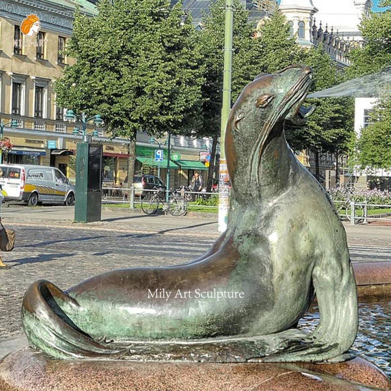 Modern Large Street Decor Arine Animal Decorative Bronze Sealion Statue