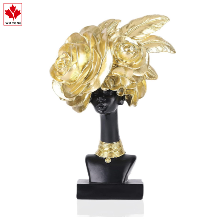 Funny Handmade Craved Resin African-American Flower Women Busts Home Decoration