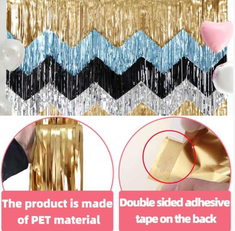 Thickened Wavy Rain Silk Banner Pet Birthday Party Background Wall Decoration Hanging Flower Tassel Graduation