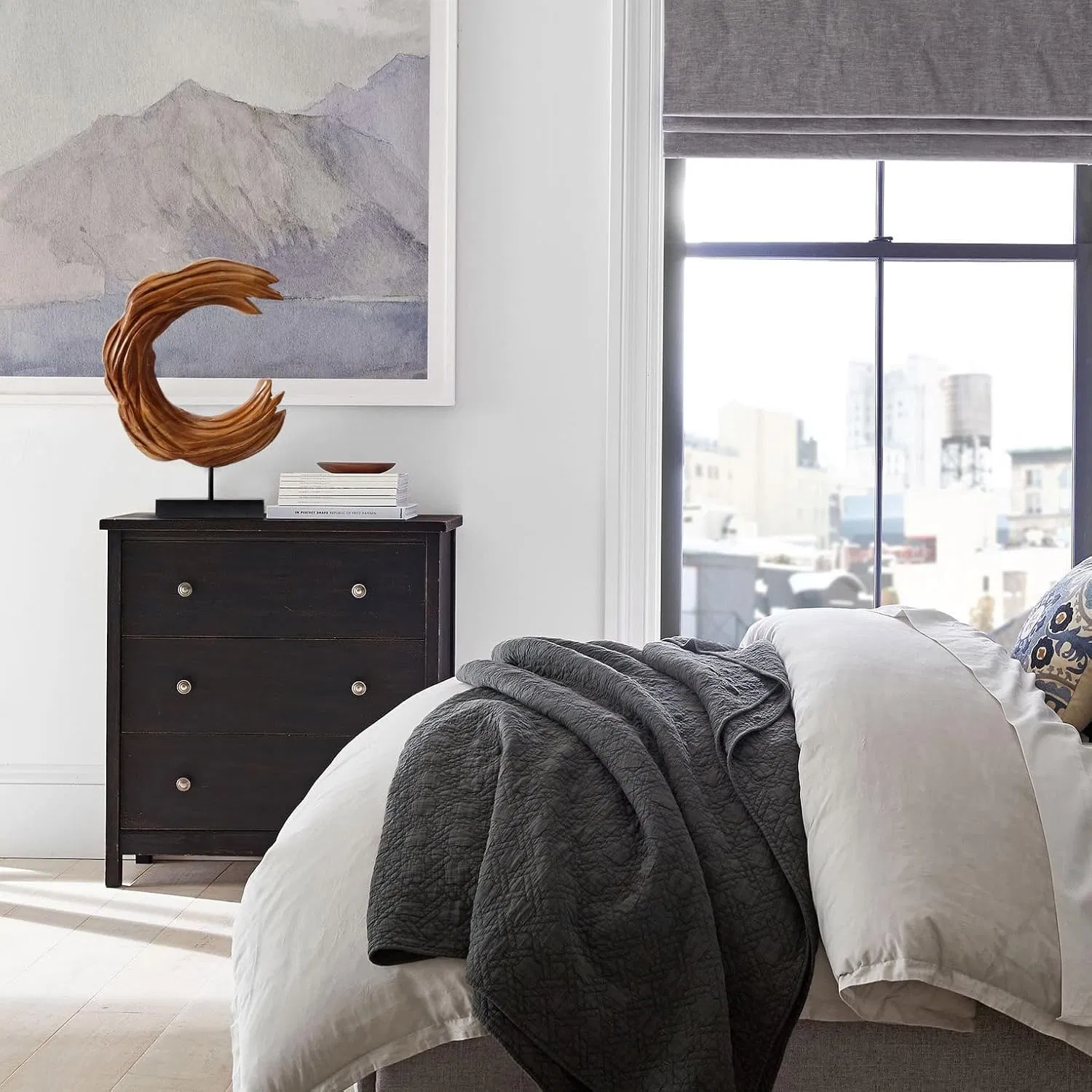 Handmade Teak Wood Ocean Wave Sculpture