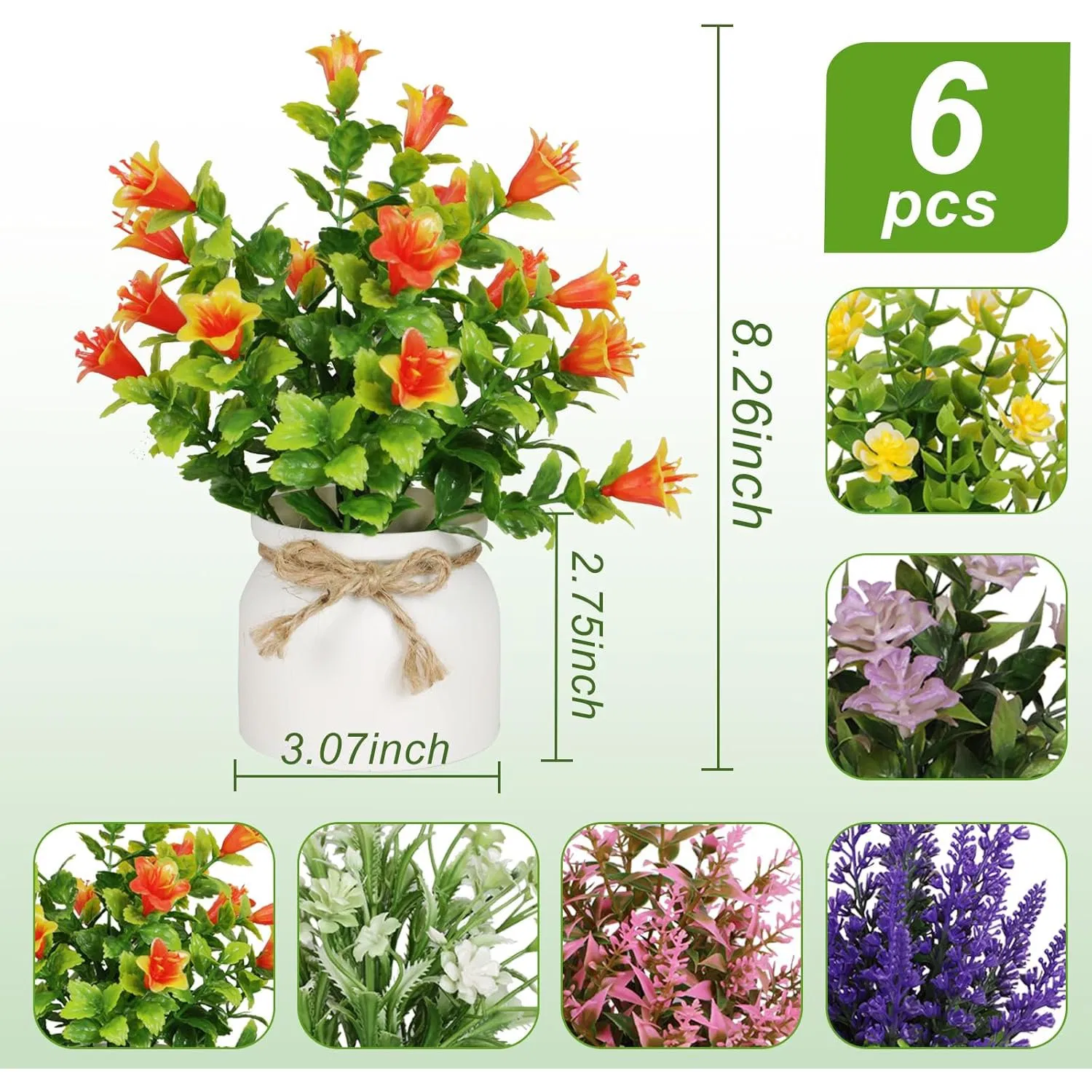 Plastic Eco-Friendly Decorative Mini Tabletop Artificial Pot Flowers