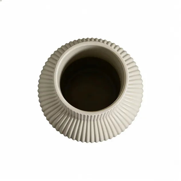 Ribbed Ceramic Vase View 3