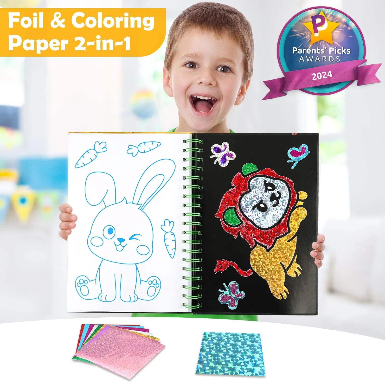 Art Craft Activity for Kids: Fun Foil Art Dino DIY Toy Kit No Mess Creative Idea Birthday Christmas Gift