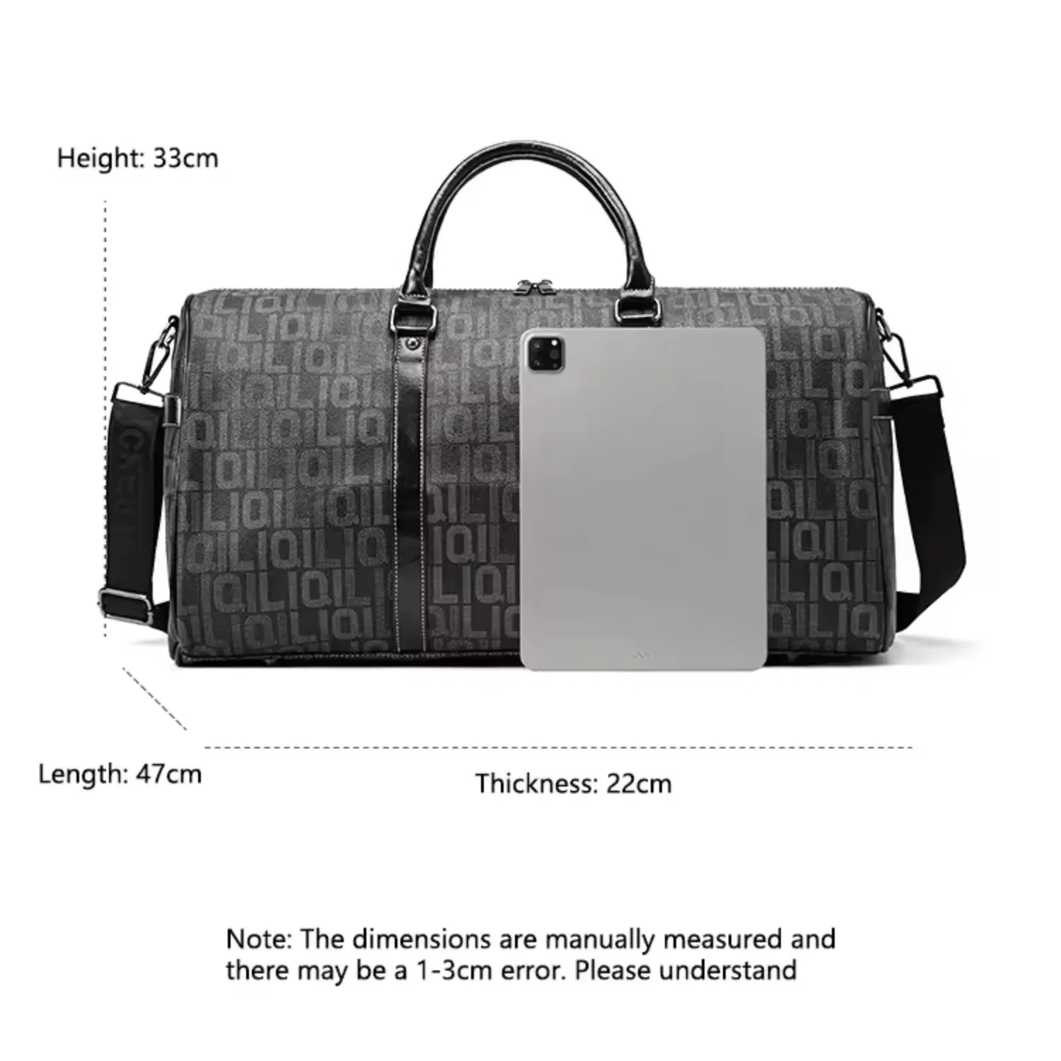 Wholesale Custom Logo New Arrival Designer Black Luxury PU Leather Large Capacity Durable Lightweight Weekender Travel Duffle Bag