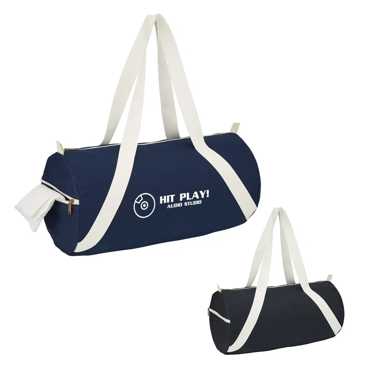 Overnight Tote Carry Bag Production Blue Canvas Duffel Travel Gym Sport Bag