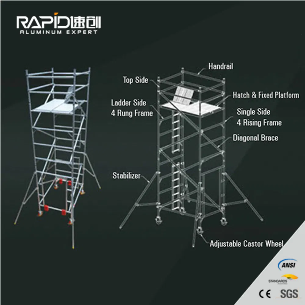 Aluminum Scaffold Steps Mobile Frame Ringlock Tubular Scaffolding System