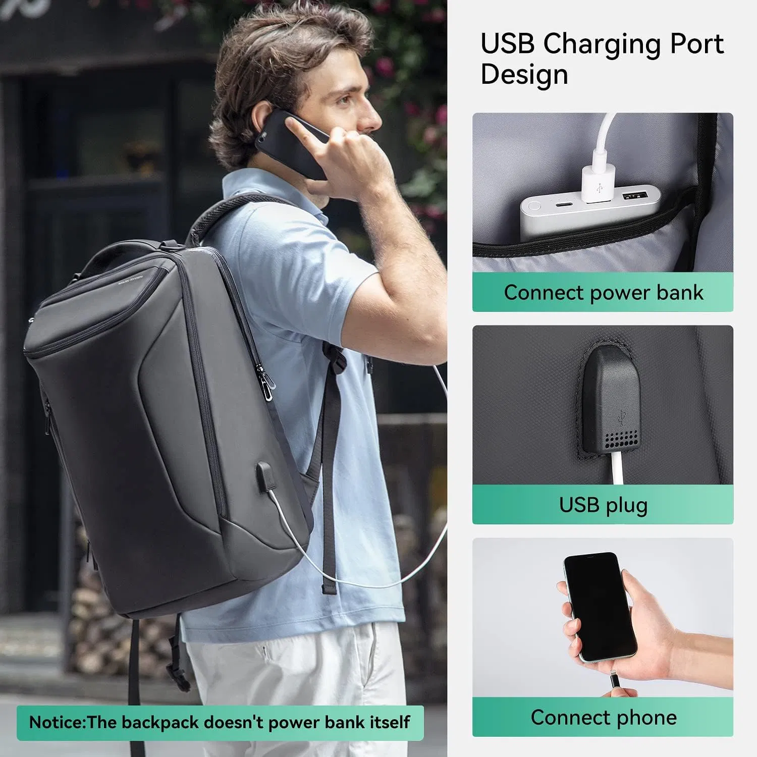 2025 Custom Business Waterproof Laptop Bags Travel USB Charging Men Smart Backpack
