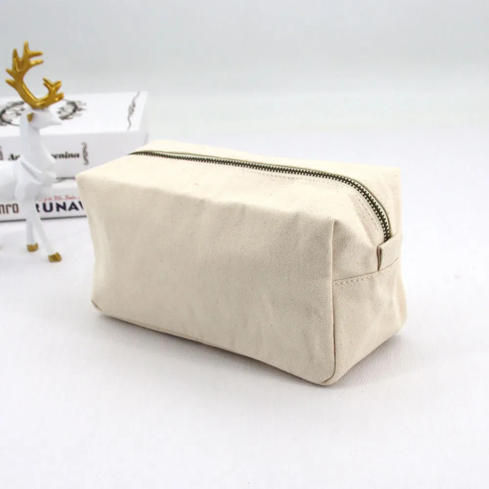 Eco Friendly Organic Cotton Canvas Natural Recycled RPET Linen Makeup Cosmetic Bag
