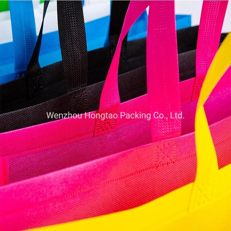 Eco-Friendly High Quality Recycled Custom Logo Printing Once Formation Reusable Shopping Non-Woven PP Carrier Bag with Handle