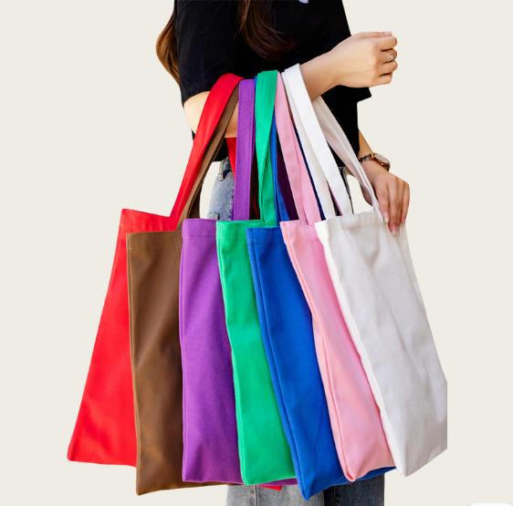 Stock Custom Logo Cheap Plain Recycled Cotton Eco Friendly Canvas Cotton Shopping Tote Bag