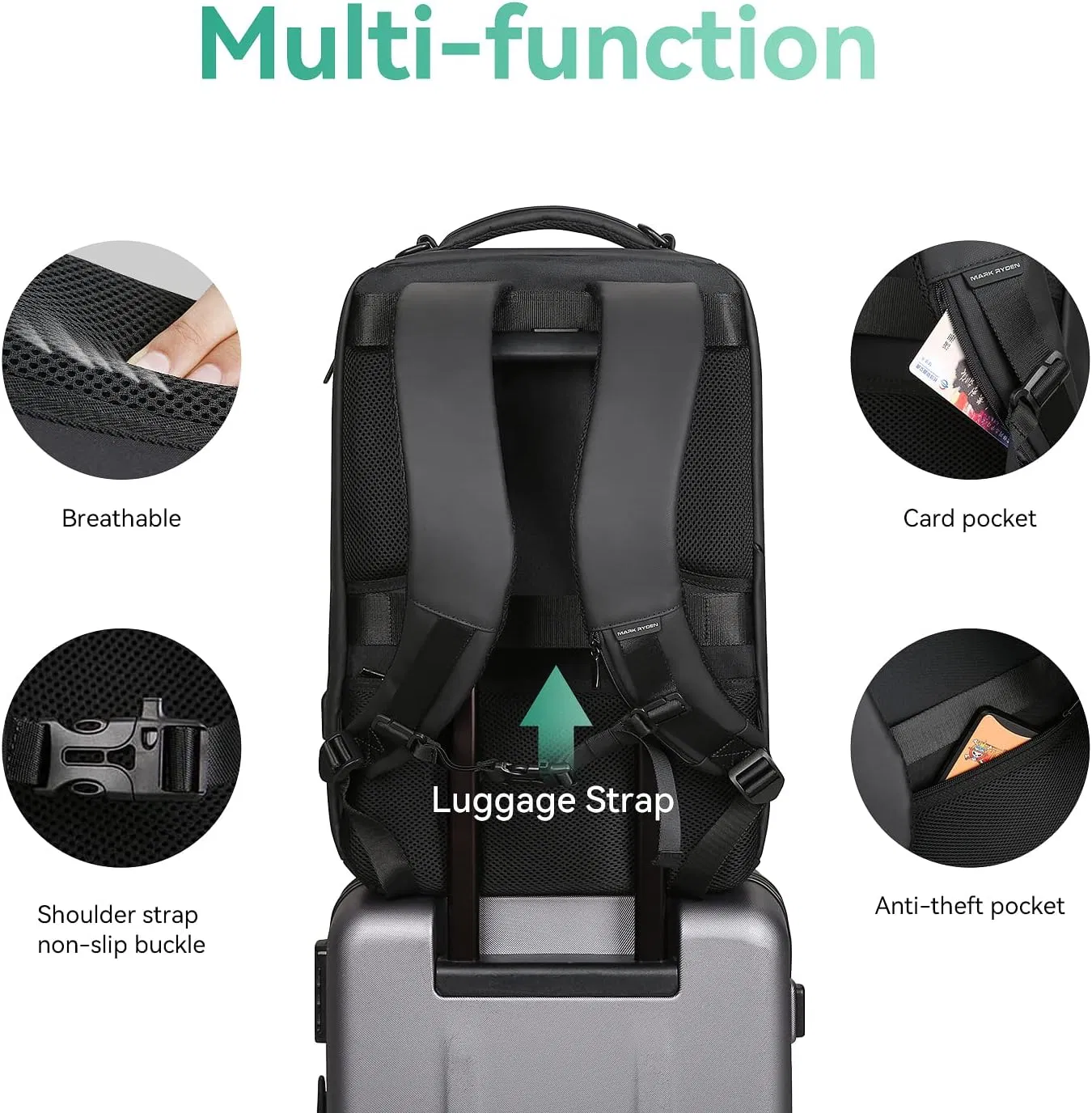 2025 Custom Business Waterproof Laptop Bags Travel USB Charging Men Smart Backpack