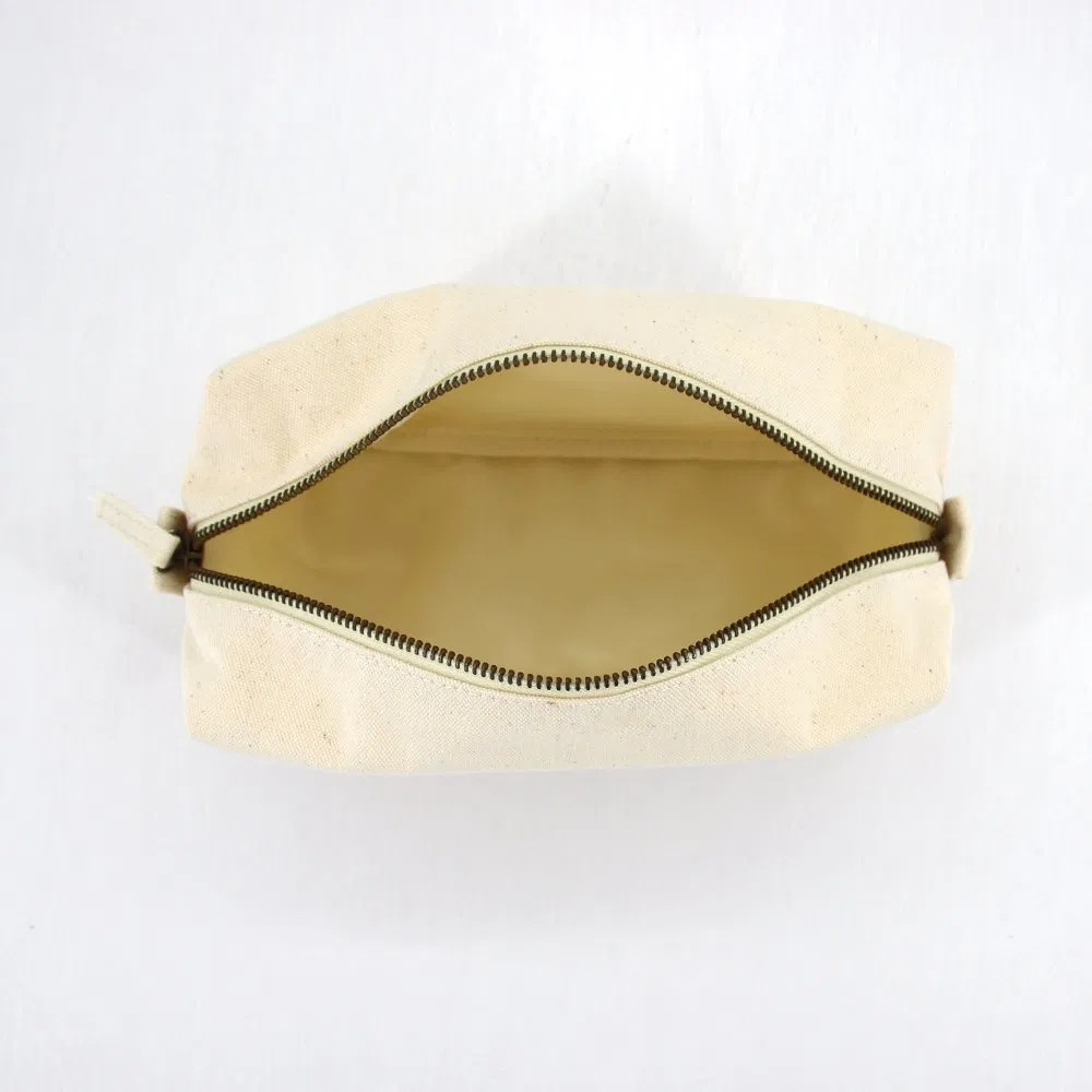 Eco Friendly Organic Cotton Canvas Natural Recycled RPET Linen Makeup Cosmetic Bag