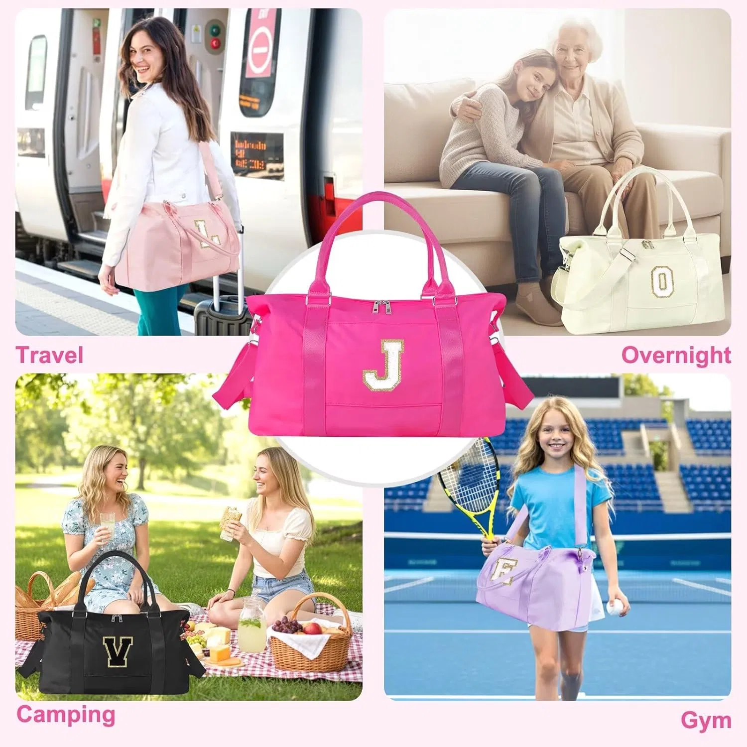 OEM Lightweight Quilted Towel Embroidery Duffle Bag for Sports and Travel