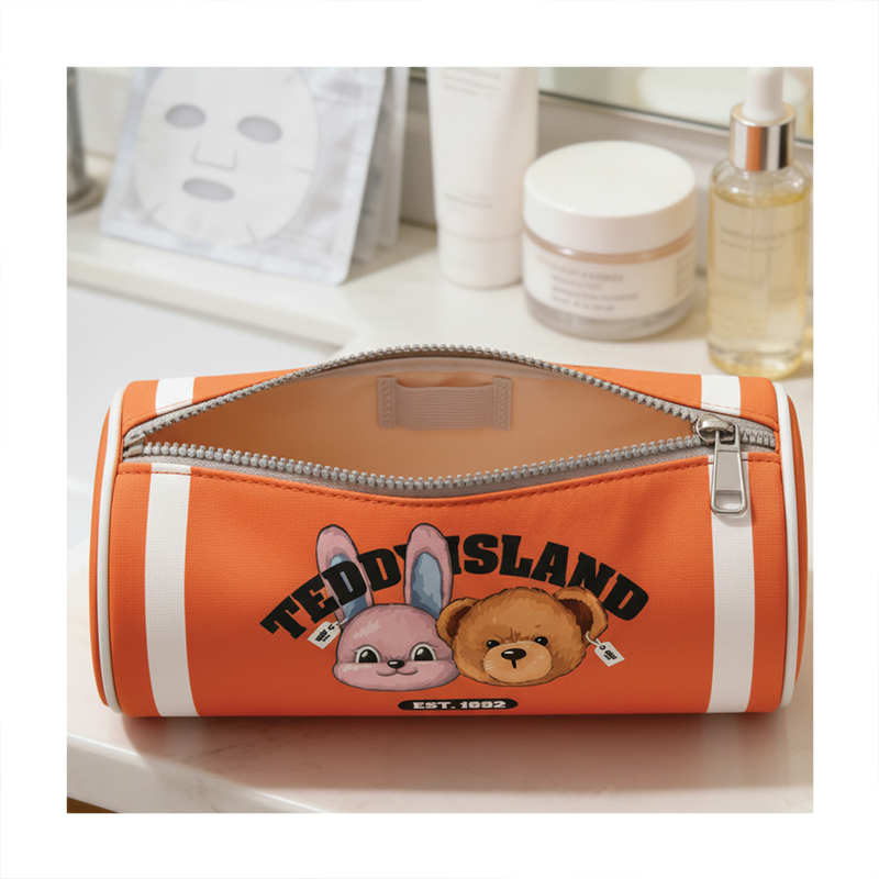 Soft Cute Teddy Island Cosmetic Bag Lightweight Portable Travel Toiletry Organizer Spacious Storage for Daily Use and Vacation