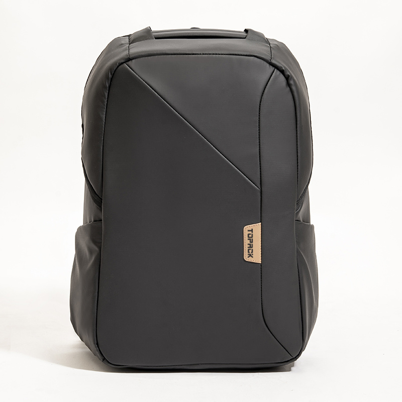 Black Leather Backpack Large Capacity Business Travel Bag Simple Laptop Backpack Durable Fabric Classic All-Match Series