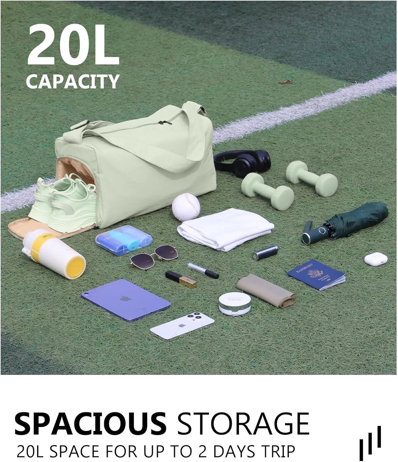 Foldable Lightweight Men's Waterproof Luggage Bag, Airplane Sports Gym Tote Bag, Travel Weekend Overnight Bag