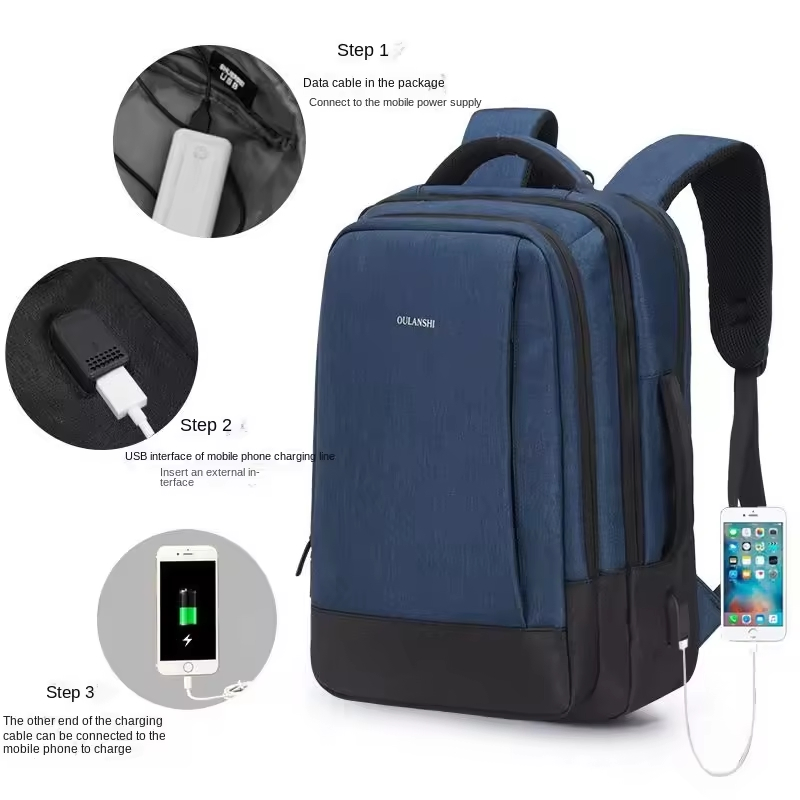 Large Capacity Multifunction Nylon Backpack Anti Theft Smart Laptop Backpack Bag with USB Charging Port