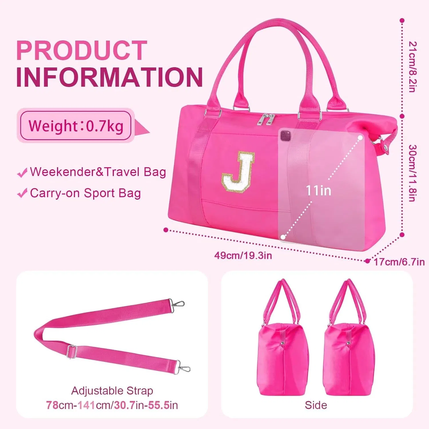 OEM Lightweight Quilted Towel Embroidery Duffle Bag for Sports and Travel