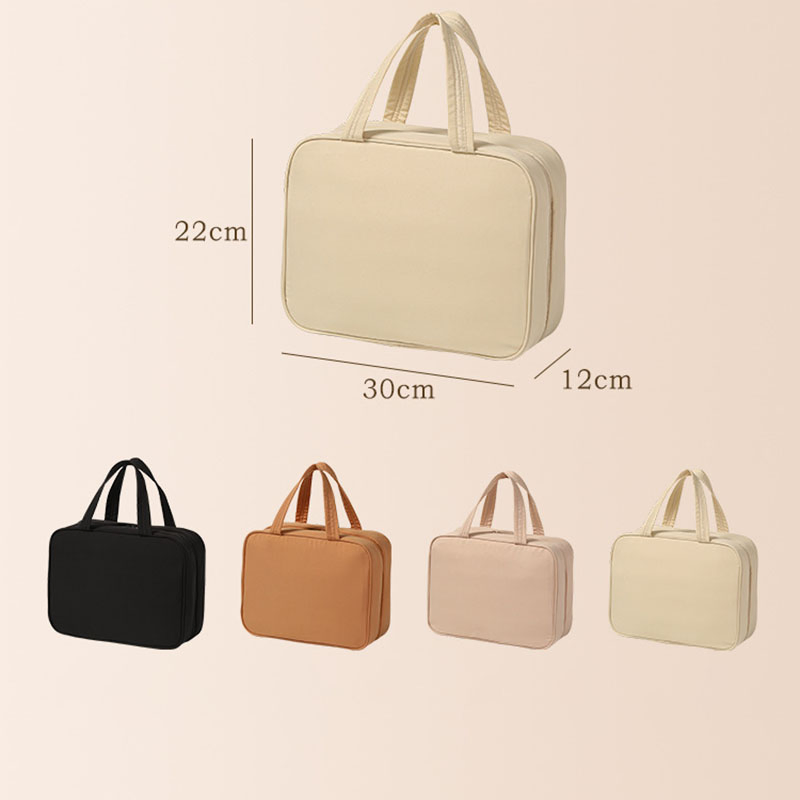 Custom Cosmetic Promotion Multifunctional Fashion Large Capacity Lady Waterproof Oxford Cloth Hook Beauty Convenient Washing Shop Travel Portable Makeup Bag