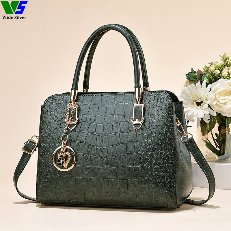 Wide Silver Modern Style Ladies High Quality Fashion Handbag New Collection