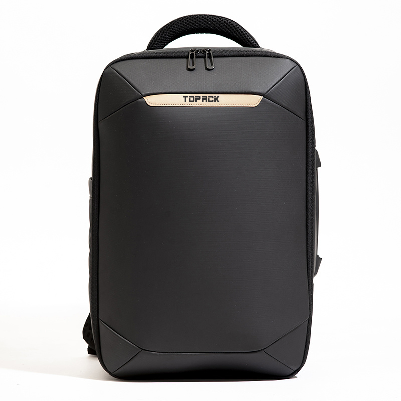 High Quality Black Leather Backpack Large Capacity Business Travel Bag Simple Laptop Backpack Durable Fabric Classic All-Match Series