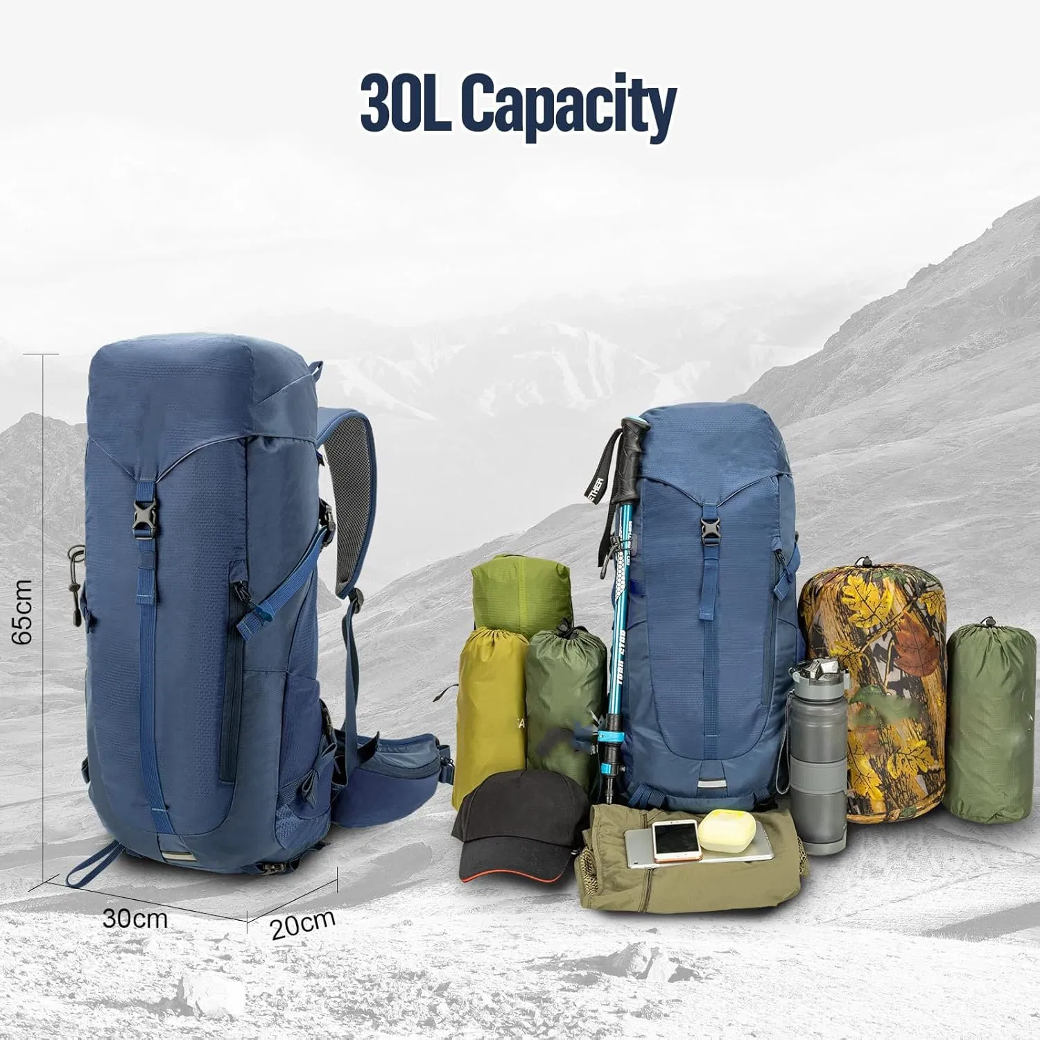 Outdoor Hiking Backpack with Hydration System Compatibility and Rain Cover for Adventurous Trips
