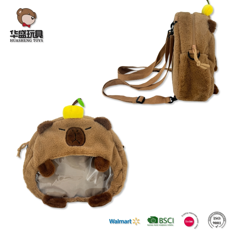 Cute Cartoon 40cm Capybara Plush Backpack Unisex Capibara School Bag with Anti-Theft Feature