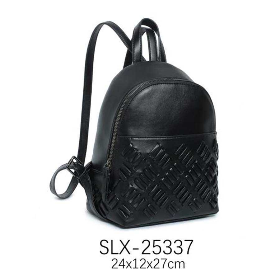 Unisex Black Handmade Woven PU Laptop Backpack Outdoor Travel Work Leisure Backpacks