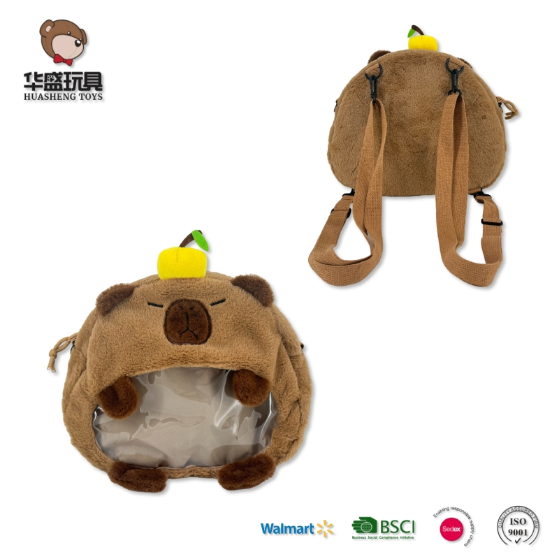 Cute Cartoon 40cm Capybara Plush Backpack Unisex Capibara School Bag with Anti-Theft Feature