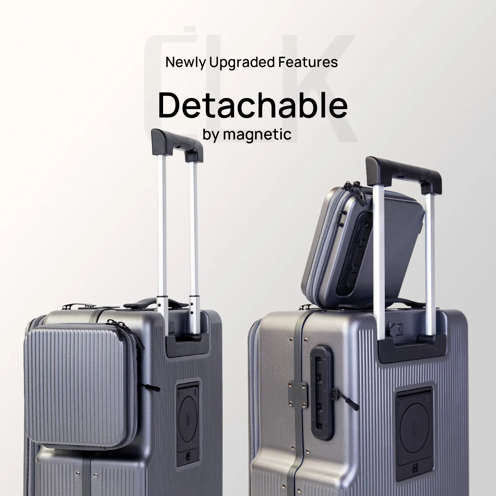 Heavy-Duty Trolley Bag Featuring Fingerprint Lock Built-in Scale Magnetic Detachable Accessory Bag Removable Wheel System