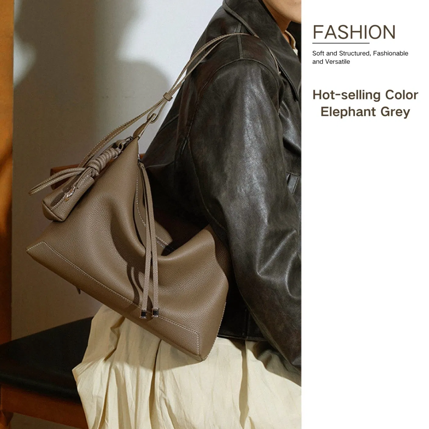 Premium Real Leather Women Tote Bag, Simple Style Large Capacity Handbag, Elegant Top Handle Shoulder Purse