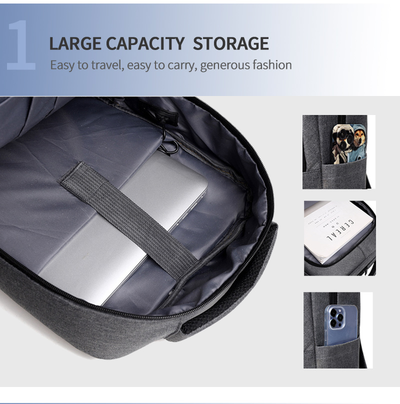 Fuliya Custom Logo Polyester Waterproof USB Charging Anti-Theft Smart Casual College School 16inch Computer Laptop Backpack